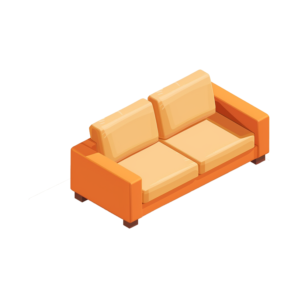 Isometric sofa 3d rendering isolated on transparent background png