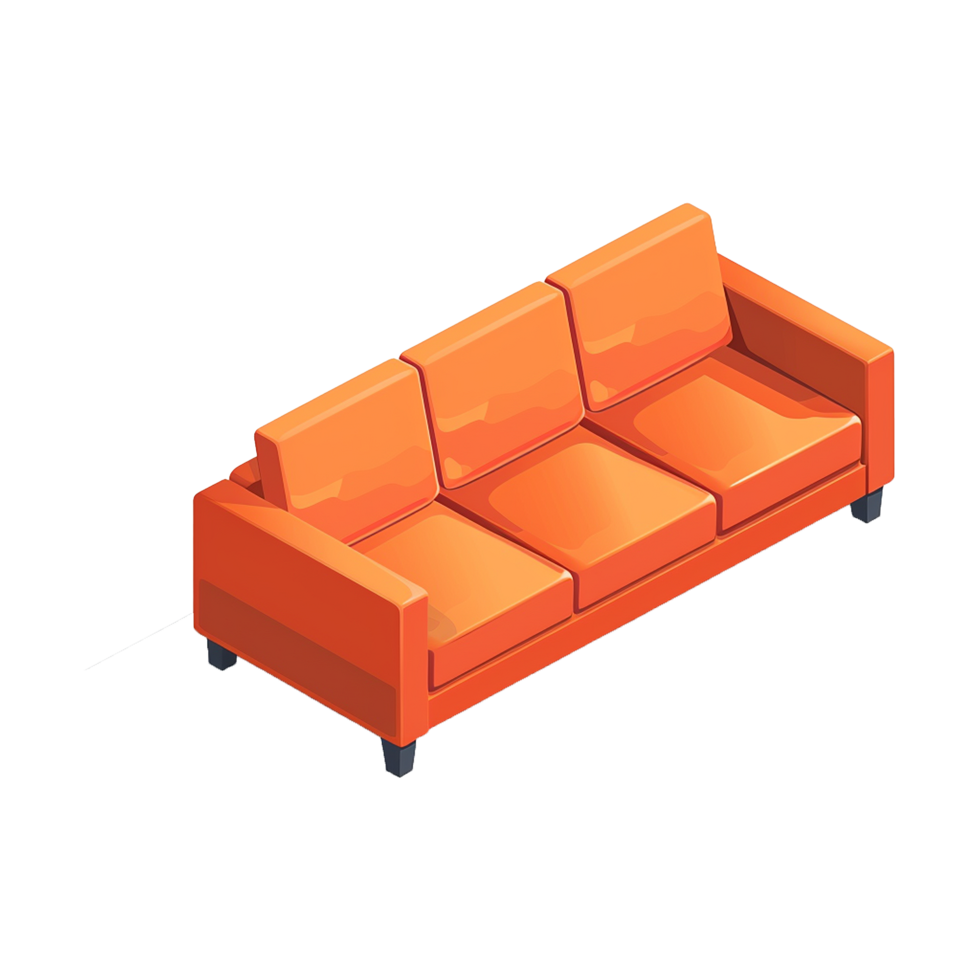 Isometric sofa 3d rendering isolated on transparent background png