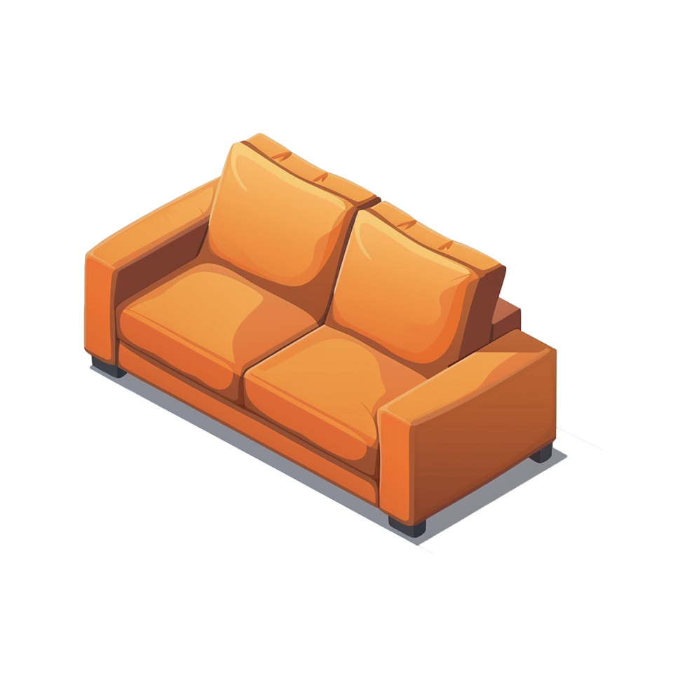Isometric sofa 3d rendering isolated on transparent background png