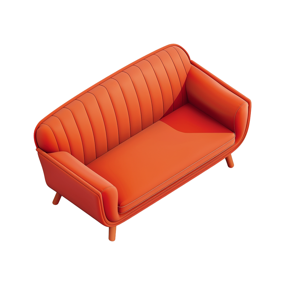 Isometric sofa 3d rendering isolated on transparent background png