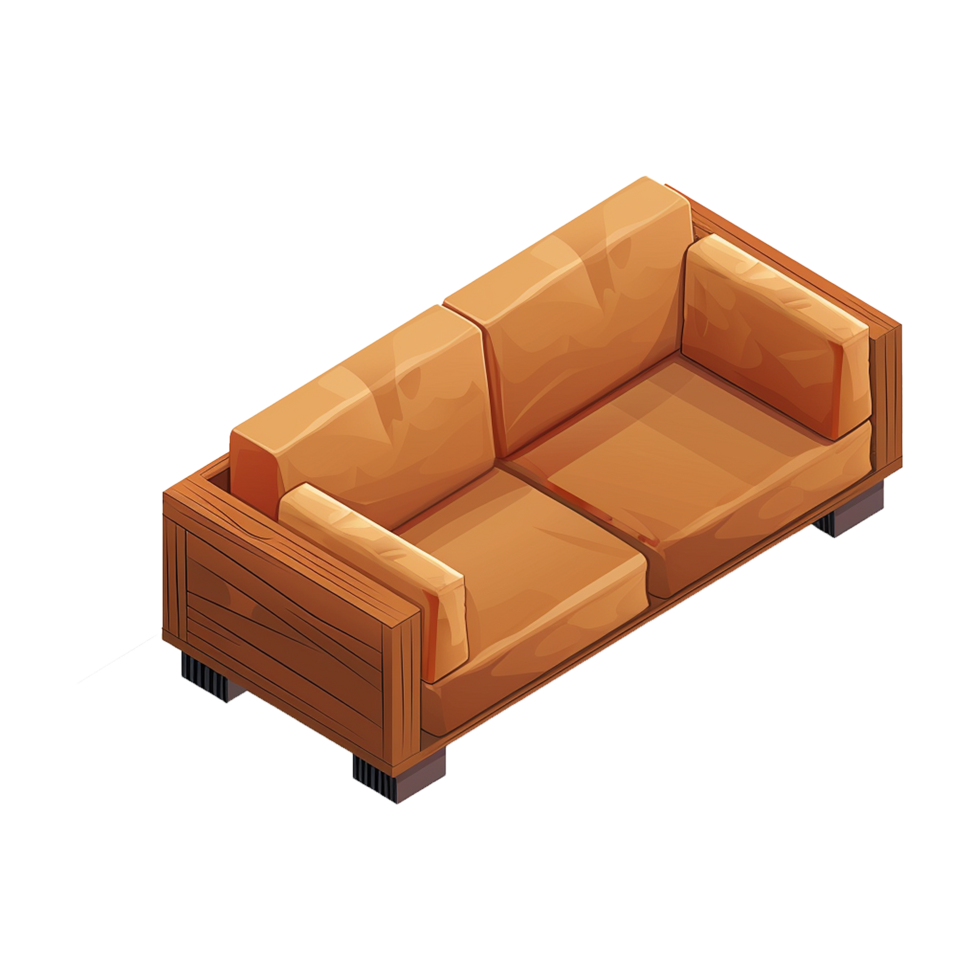 Isometric sofa 3d rendering isolated on transparent background png