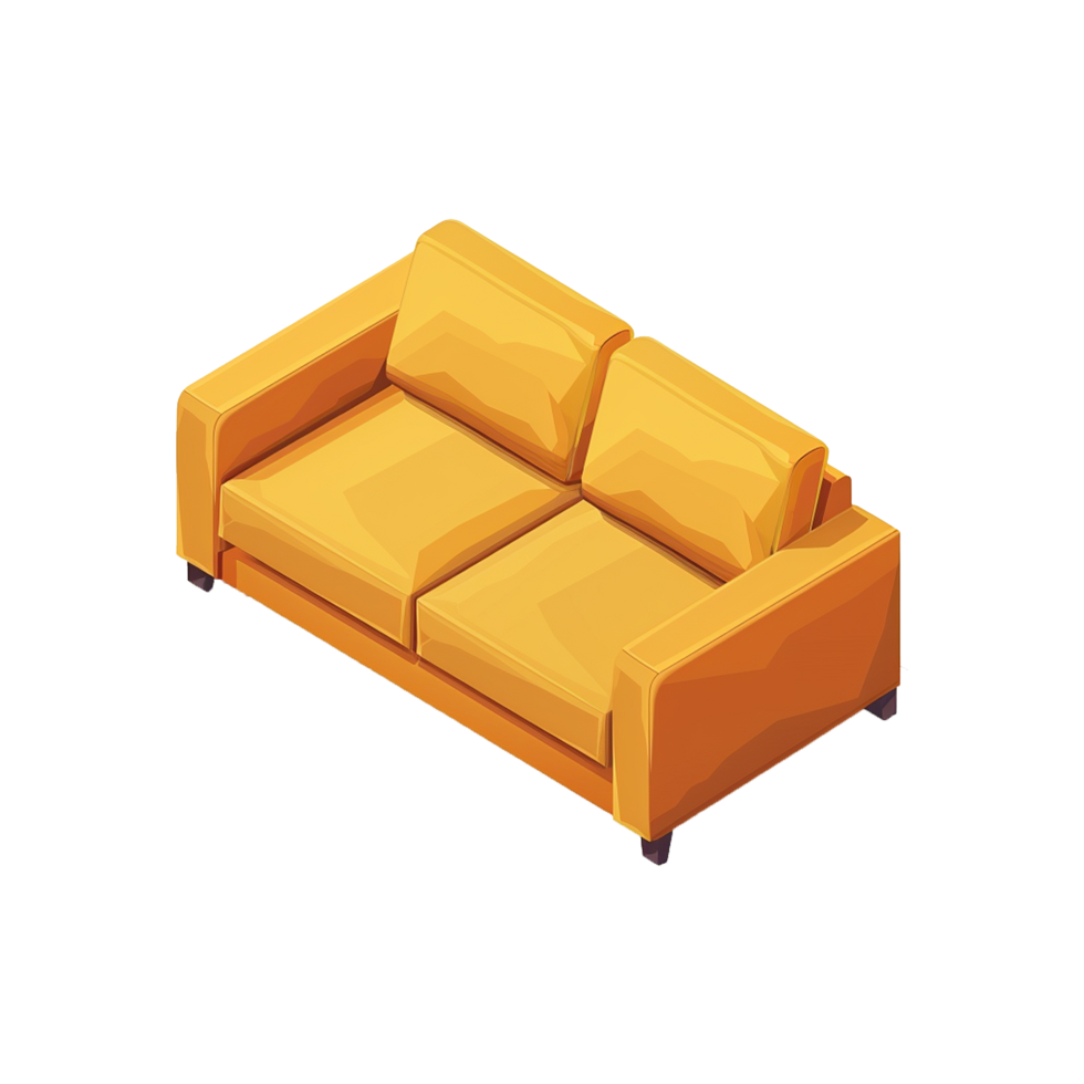 Isometric sofa 3d rendering isolated on transparent background png