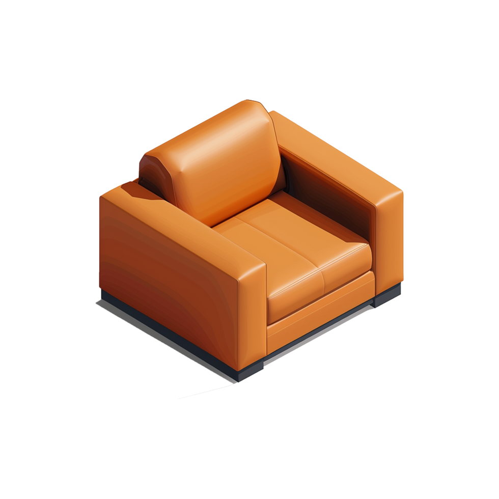 Isometric sofa 3d rendering isolated on transparent background png