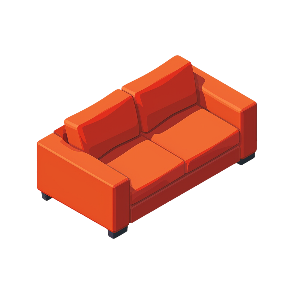 Isometric sofa 3d rendering isolated on transparent background png