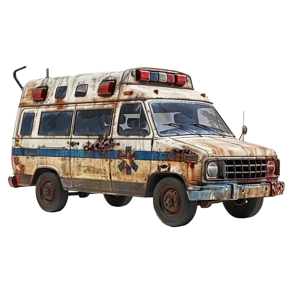 Apocalypse ambulance car isolated on transparent background png