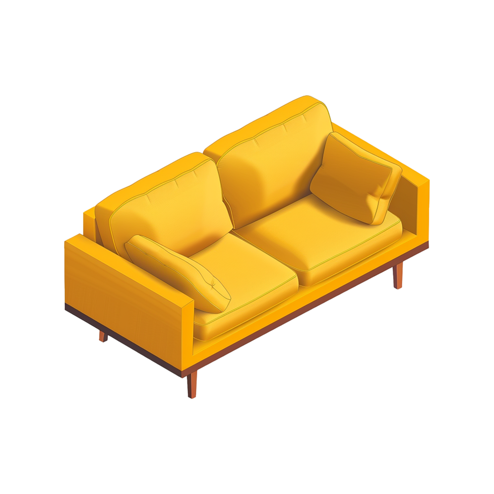 Isometric sofa 3d rendering isolated on transparent background png