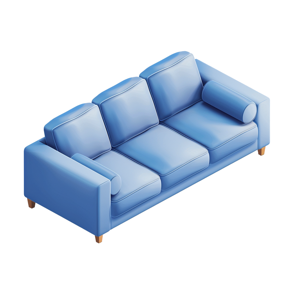 Isometric sofa 3d rendering isolated on transparent background png