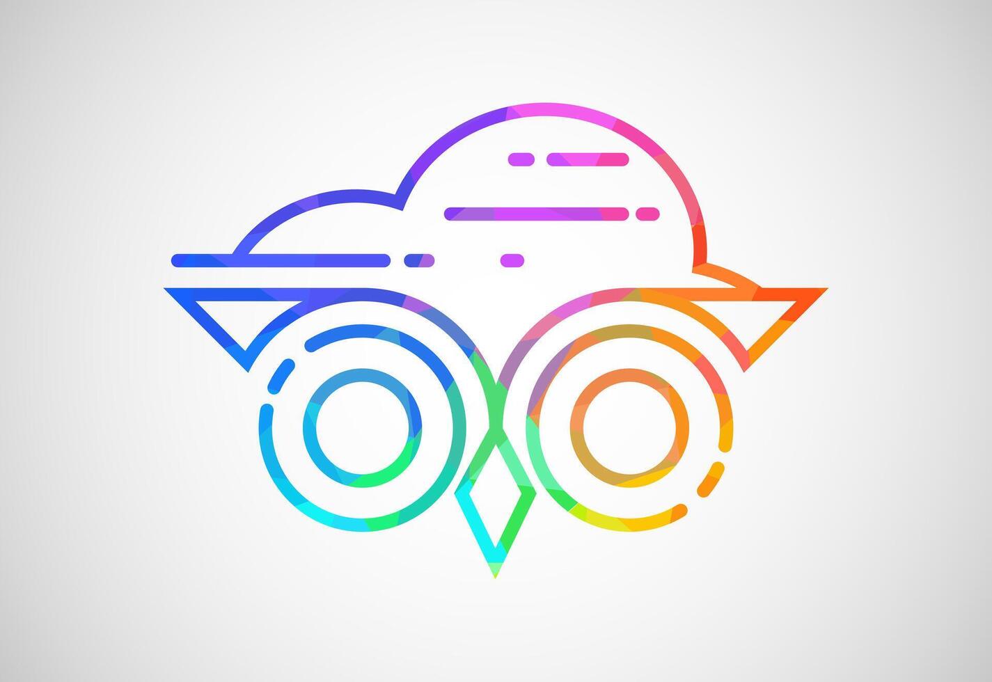 Owl eyes cloud logo design illustration. Owl and cloud design vector