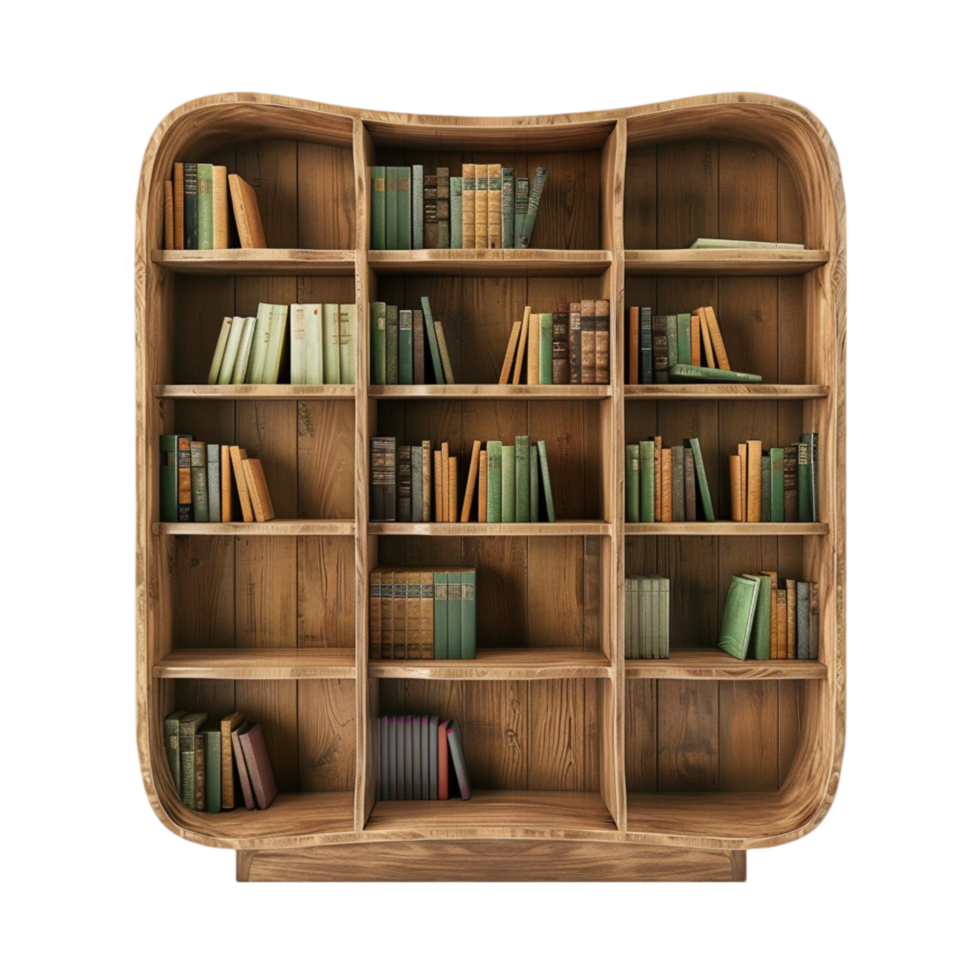 a bookcase with books on it png