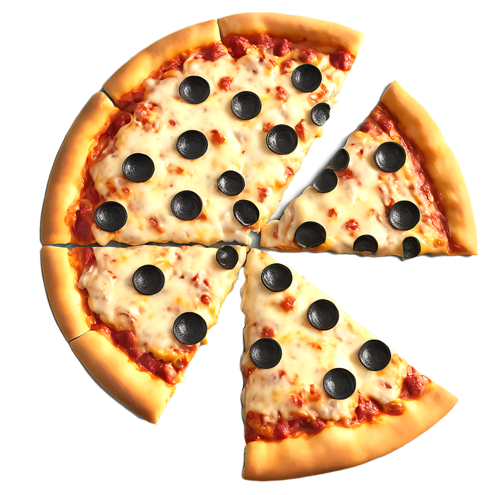 Delicious cheese pizza isolated on a transparent background png