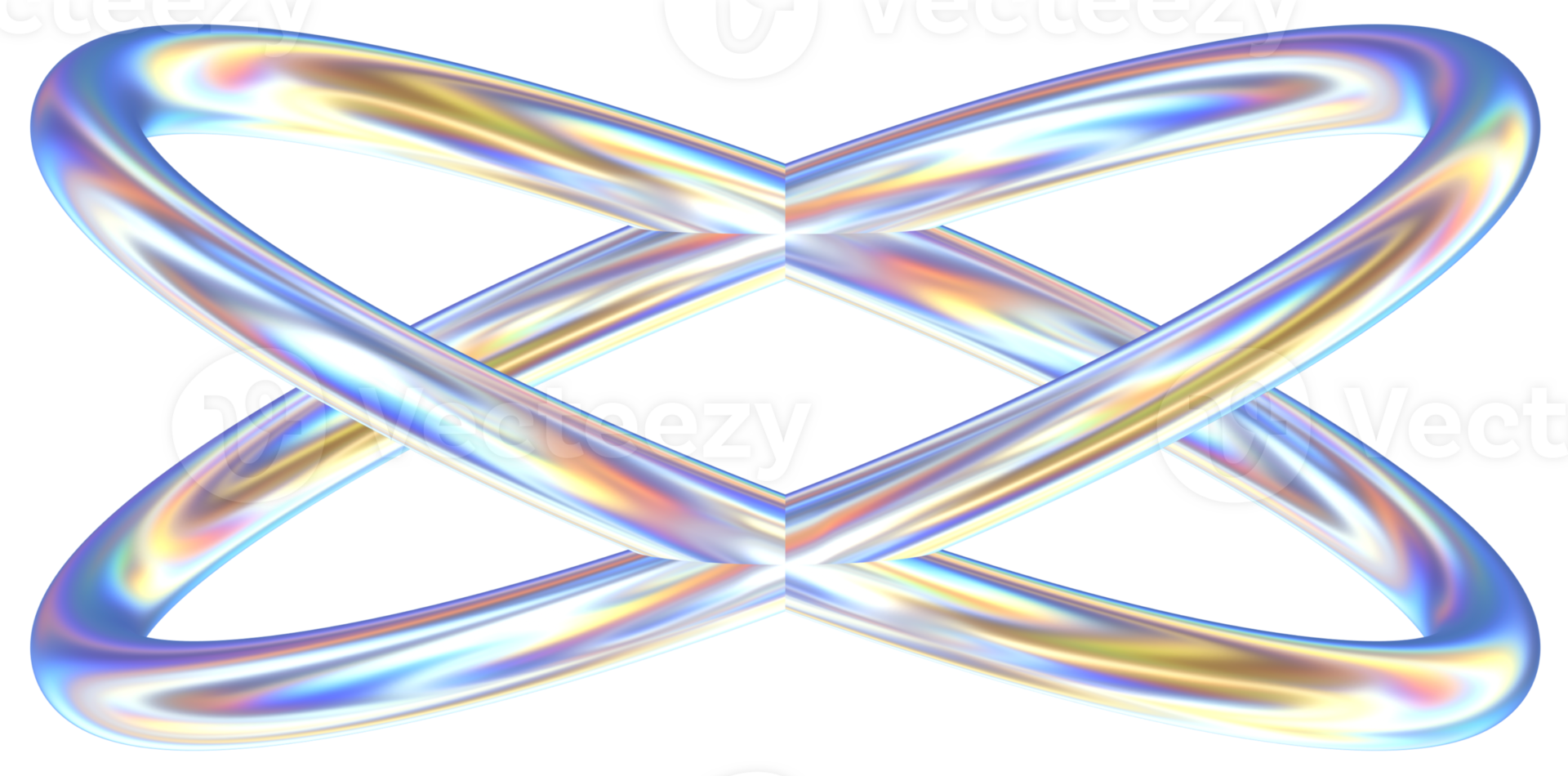 Rings 3D abstract shapes illustration with chrome effects png