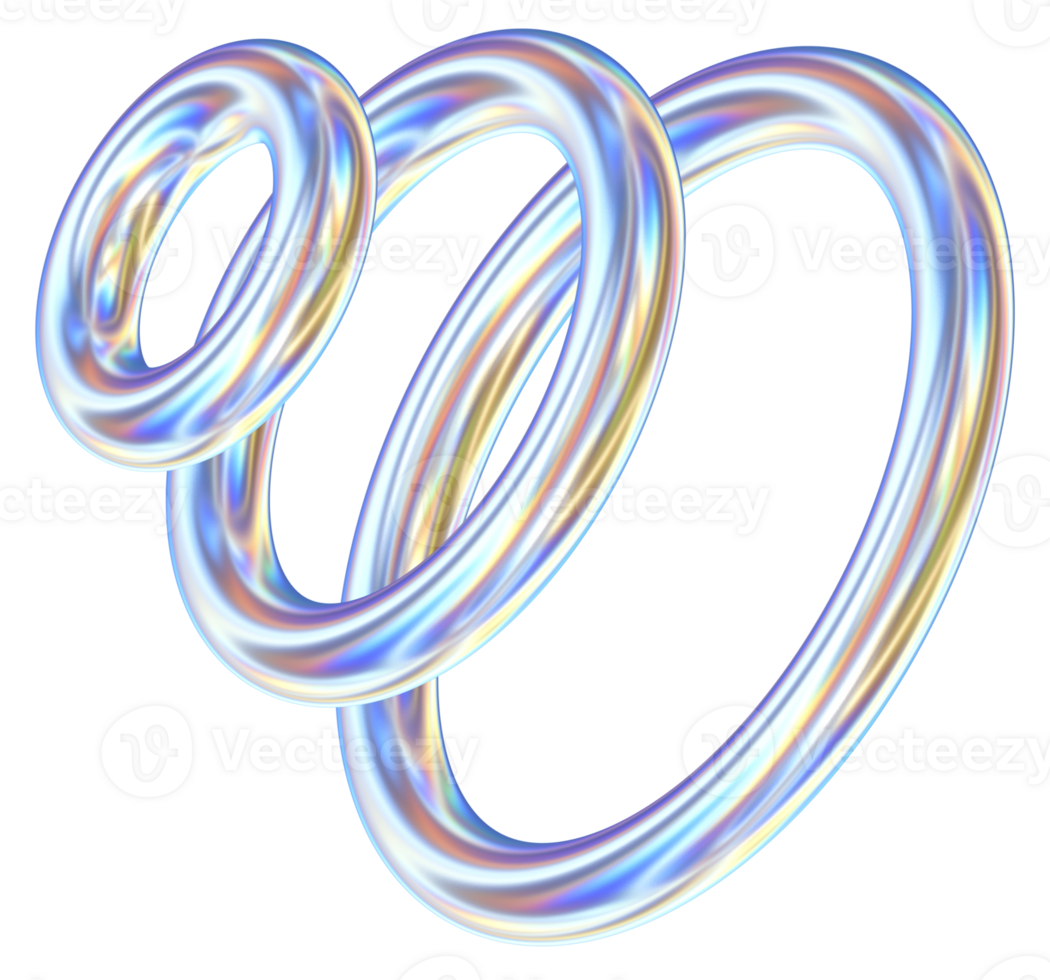 Rings 3D abstract shapes illustration with chrome effects png