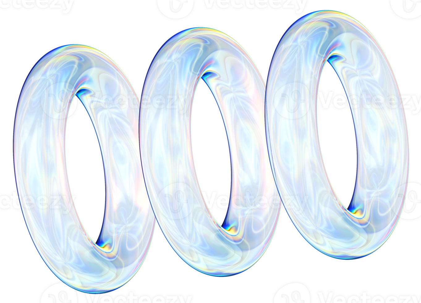 Rings 3D abstract shapes illustration with chrome effects png