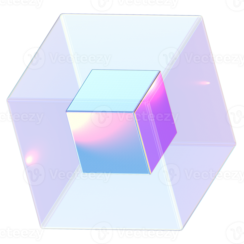cubo 3d abstrato formas ilustração com cromada efeitos png