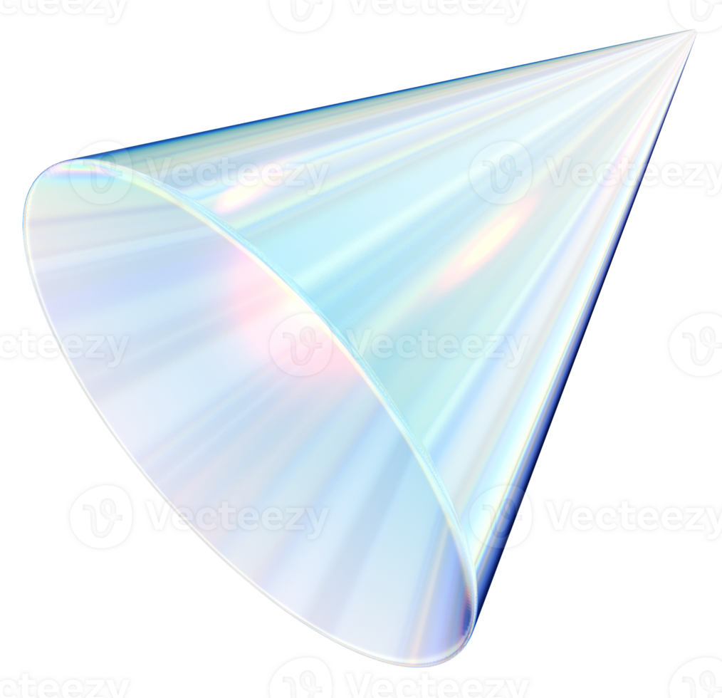 Cone 3D abstract shapes illustration with chrome effects png