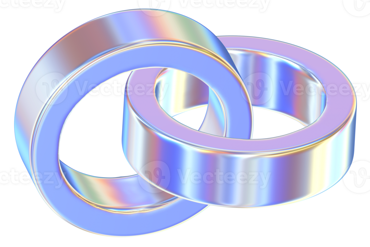 Rings 3D abstract shapes illustration with chrome effects png