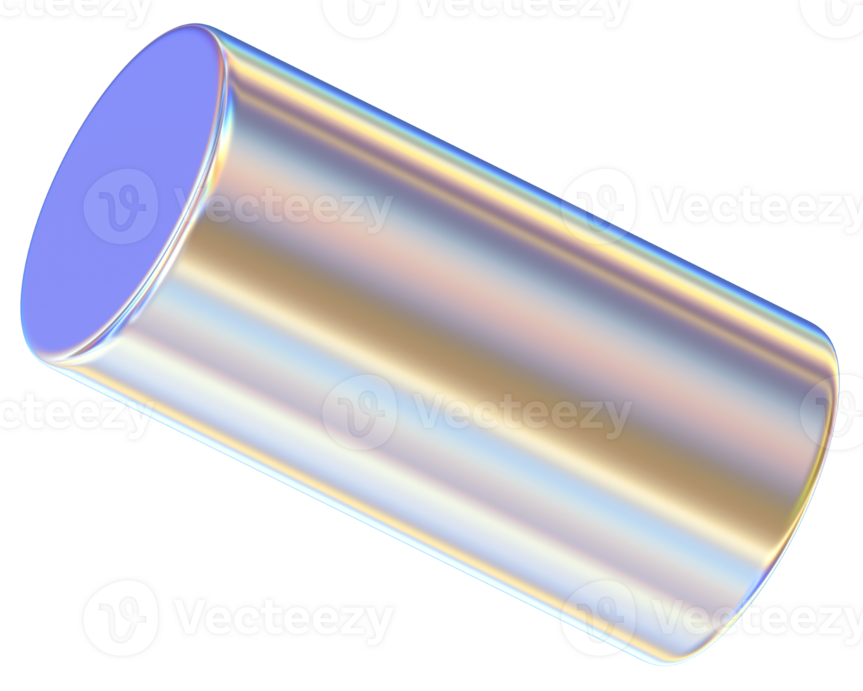 Cylinder 3D abstract shapes illustration with chrome effects png
