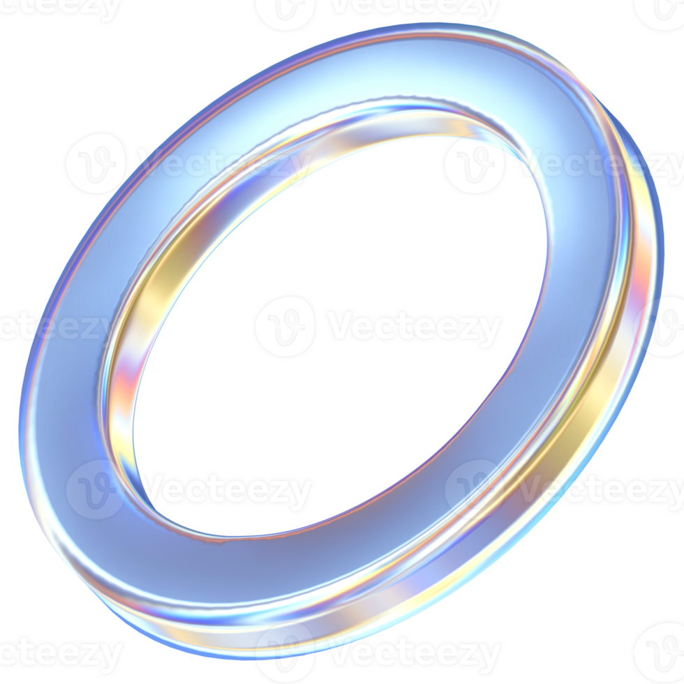 Ring 3D abstract shapes illustration with chrome effects png