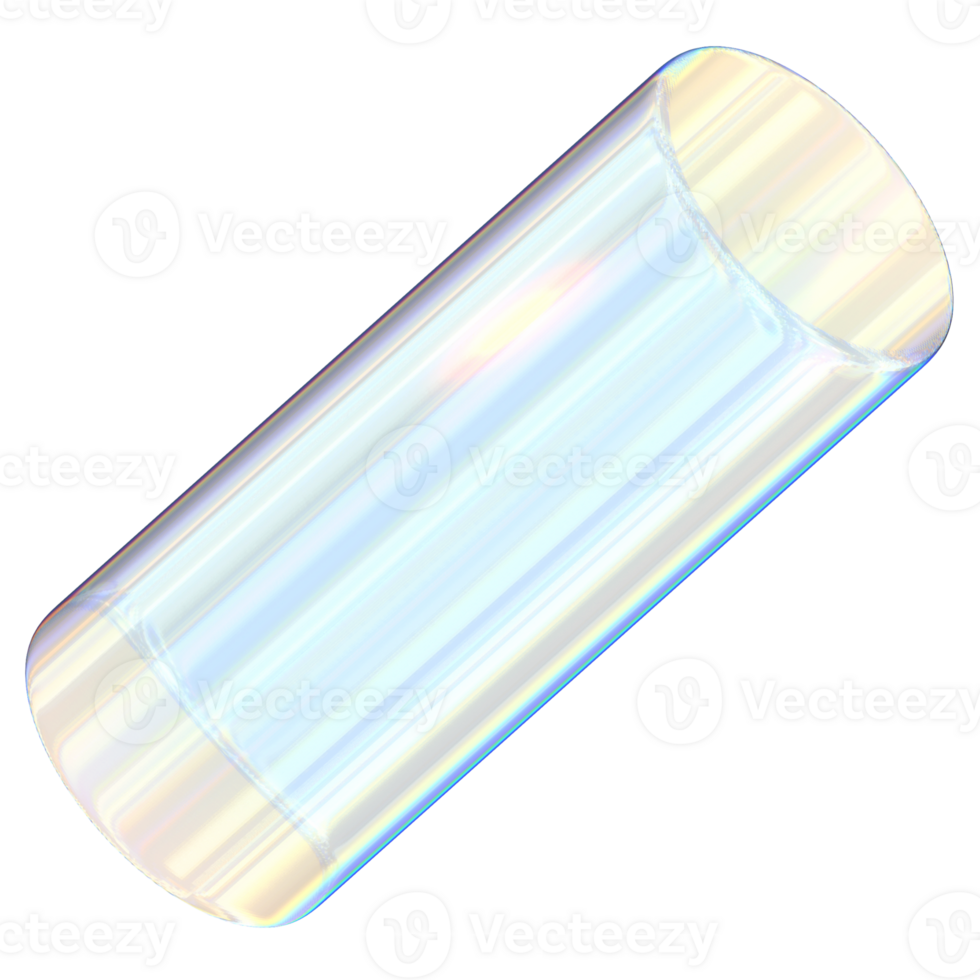 Cylinder 3D abstract shapes illustration with chrome effects png