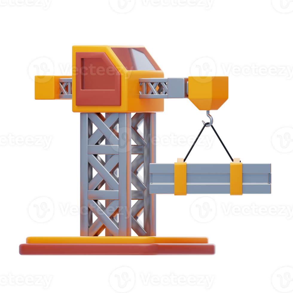 Lifting Crane 3D Icon. Construction Crane 3D Icon png