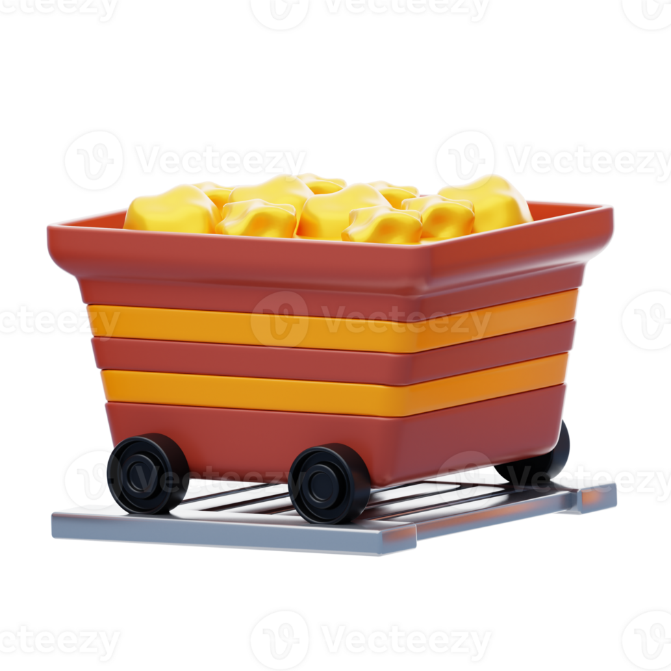 Mining Cart 3D Icon. Gold Mine Cart 3D Icon png