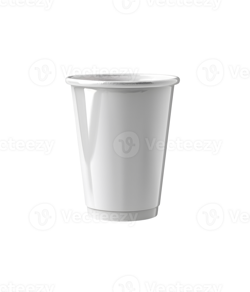 Minimalist white paper cup display on transparent background. Generative by AI png