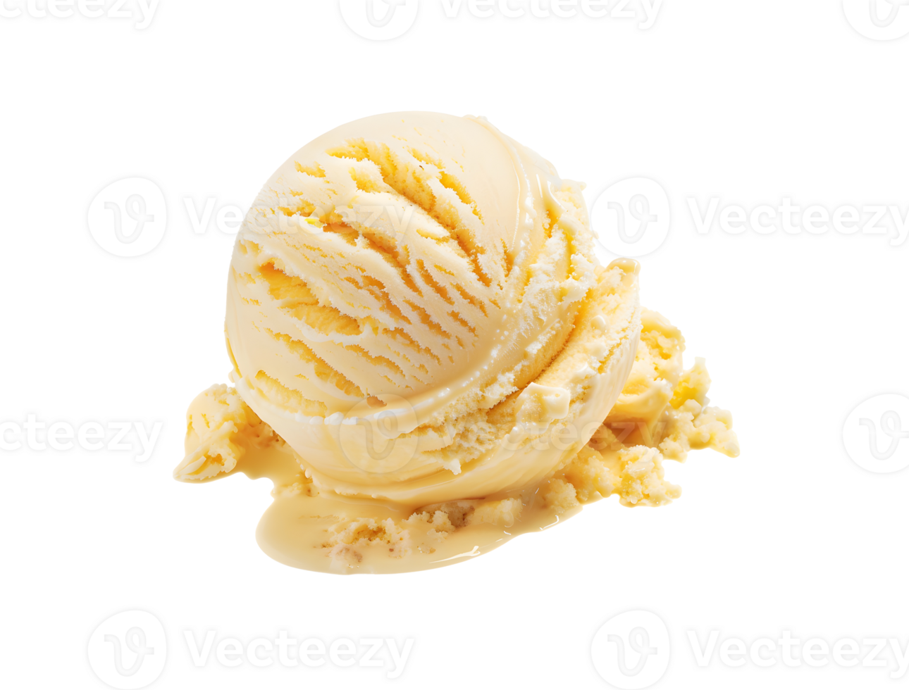 Vanilla ice cream scoop on a transparent background. Generative by AI png