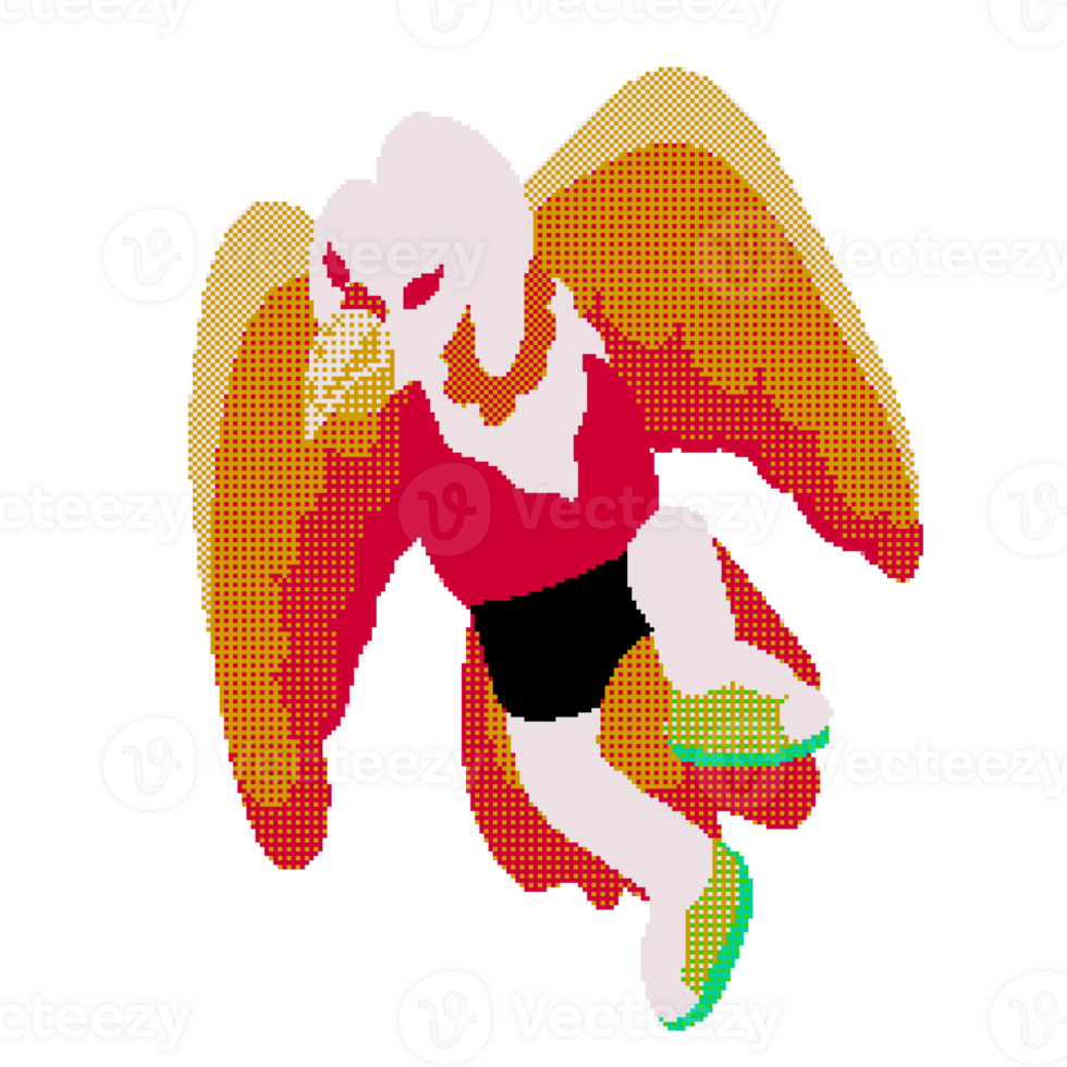 Hybrid vulture bird creature in pixel art style png