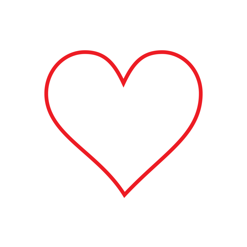 Red Heart outline transparent background png