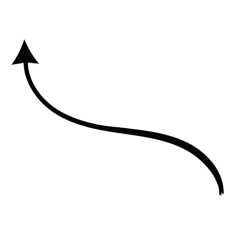 Hand drawn curved shape transparent arrow. transparent curve arrow png