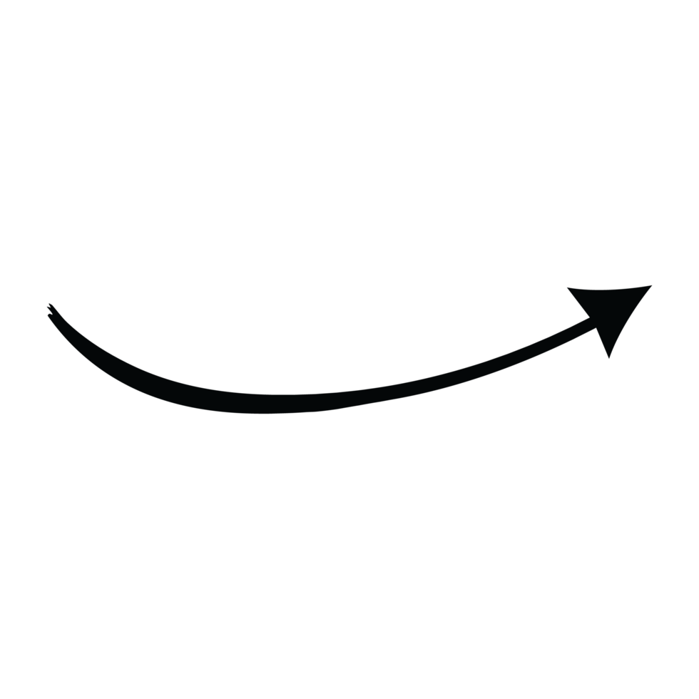 Hand drawn curved shape transparent arrow. transparent curve arrow png