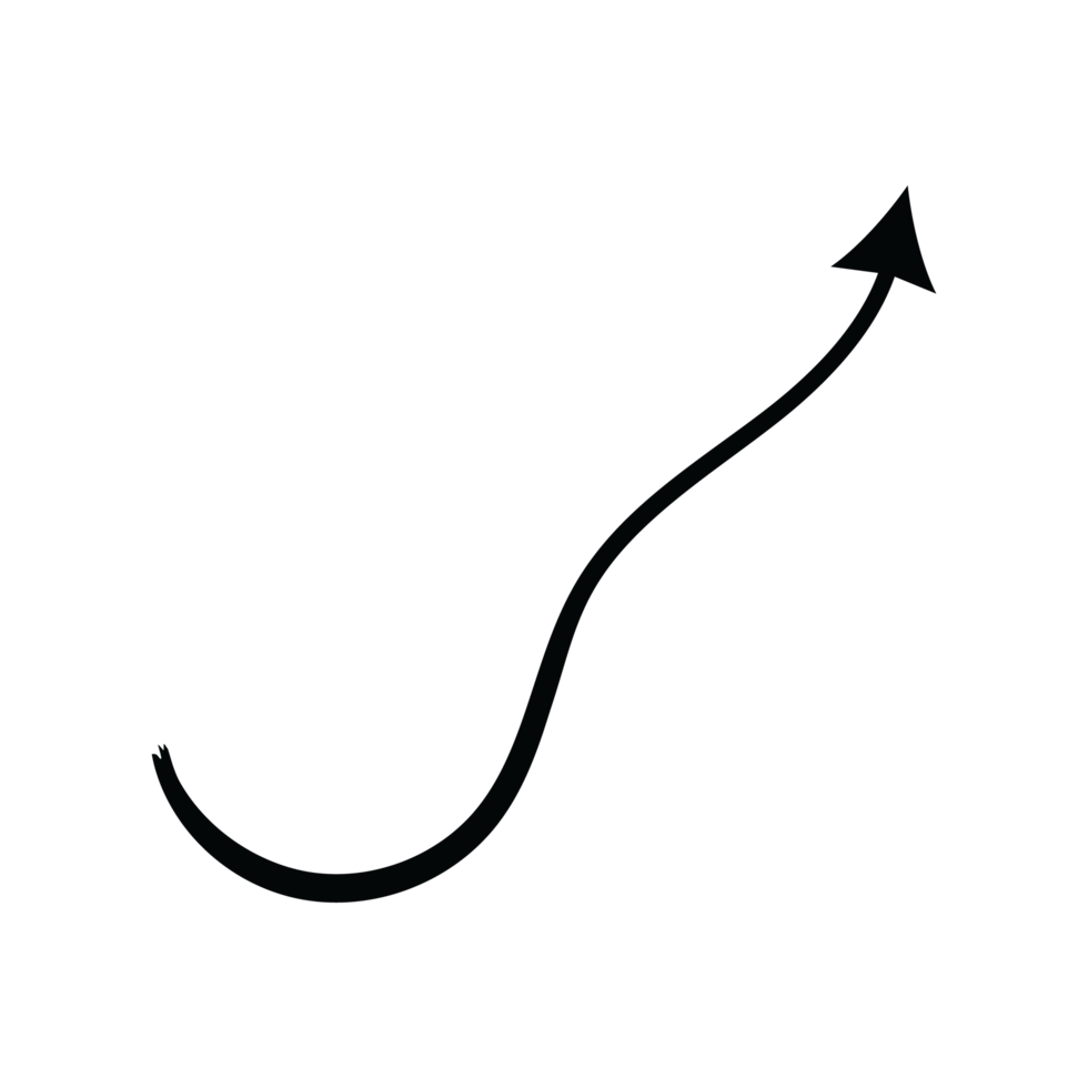 Hand drawn curved shape transparent arrow. transparent curve arrow png