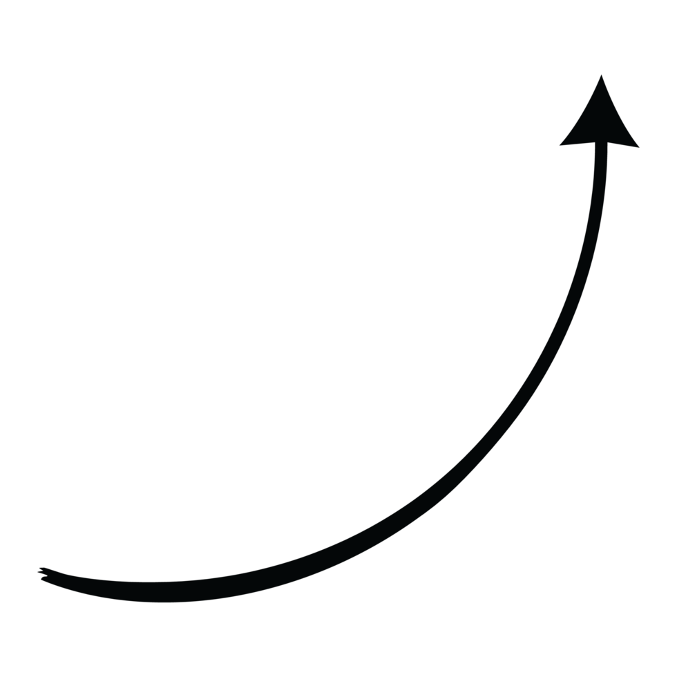 Hand drawn curved shape transparent arrow. transparent curve arrow png