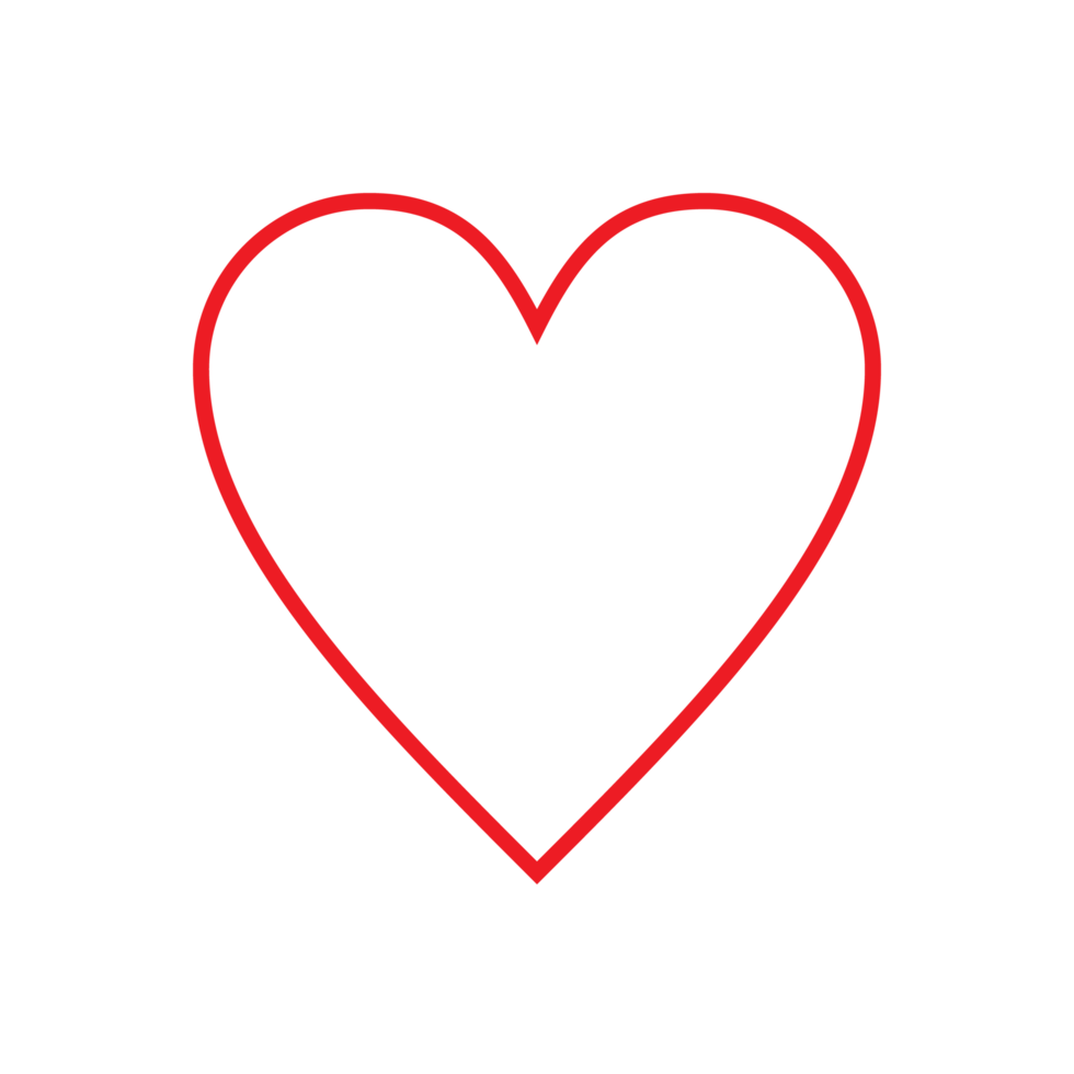 Red Heart outline transparent background png
