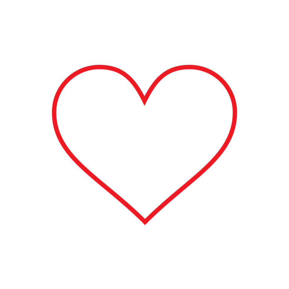Red Heart outline transparent background png