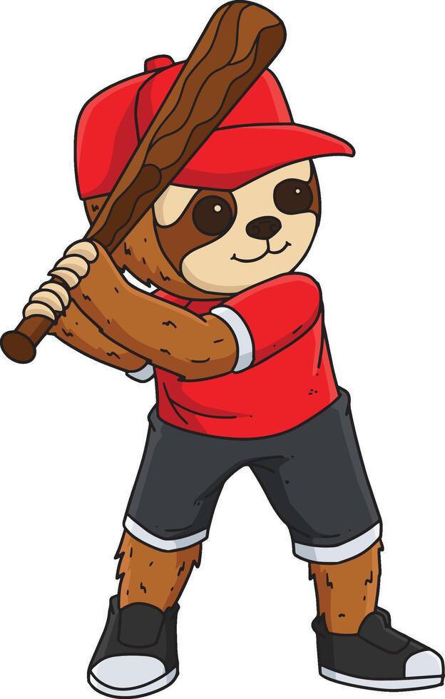 Sloth Playing Baseball Cartoon Clipart Illustration vector