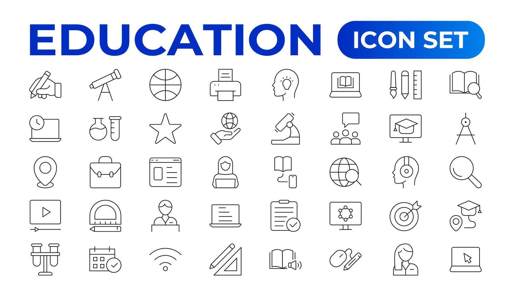 Education line icon collection. Set of line icons of education for modern concepts, web, and apps. Set of flat signs and symbols for web and apps. vector