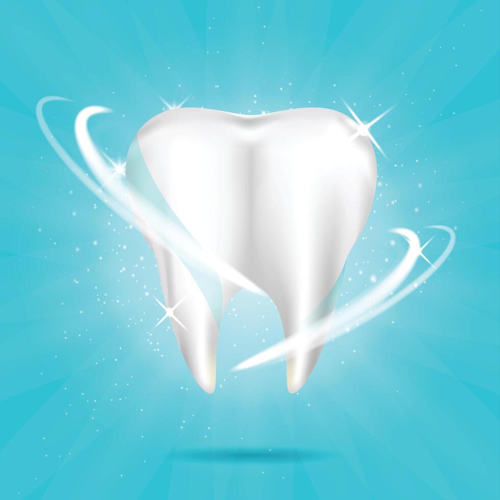Shining White Teeth, clean teeth Dentist with blue Background vector
