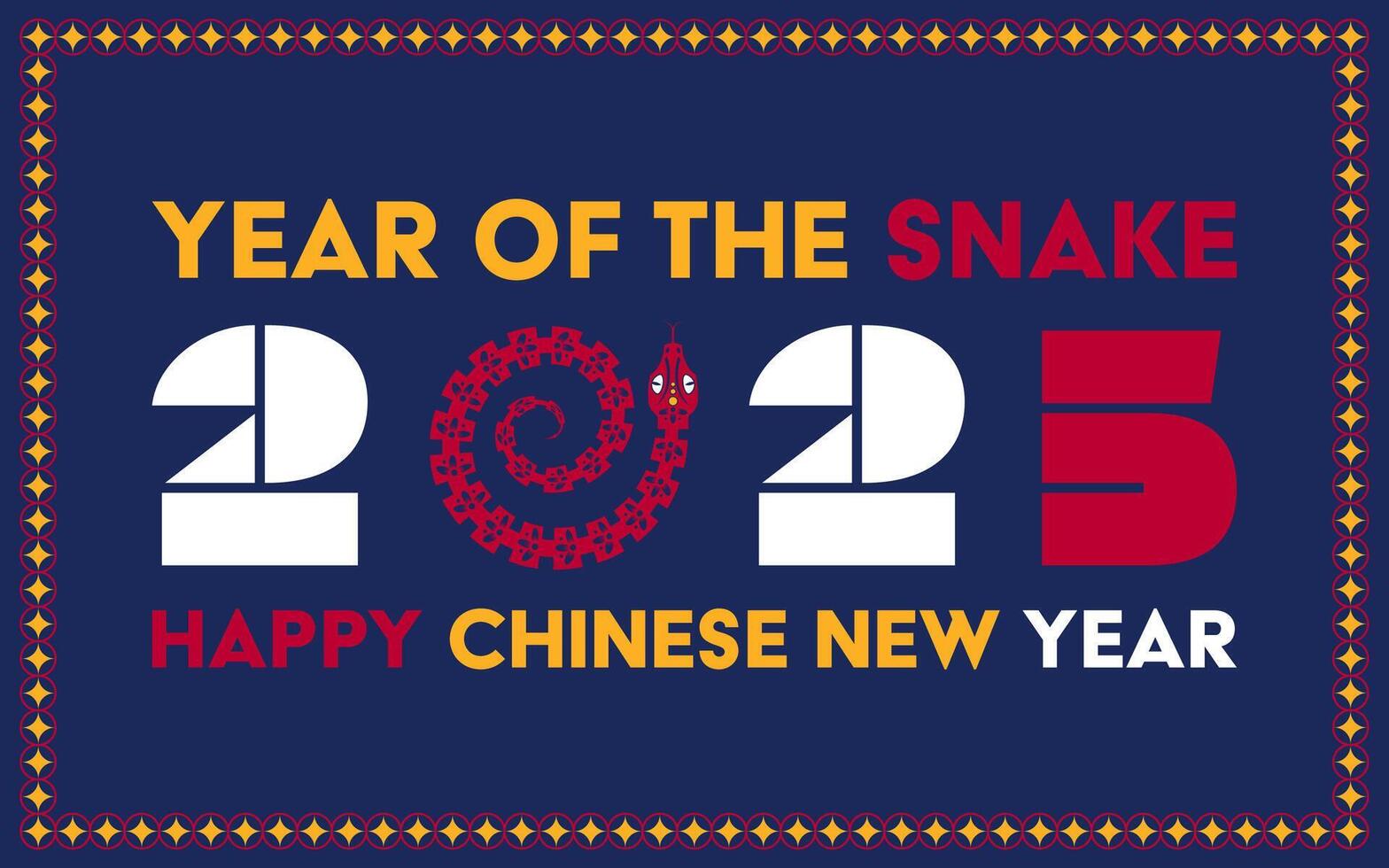 Happy Chinese new year 2025 Snake Zodiac sign, modern flat art design vector