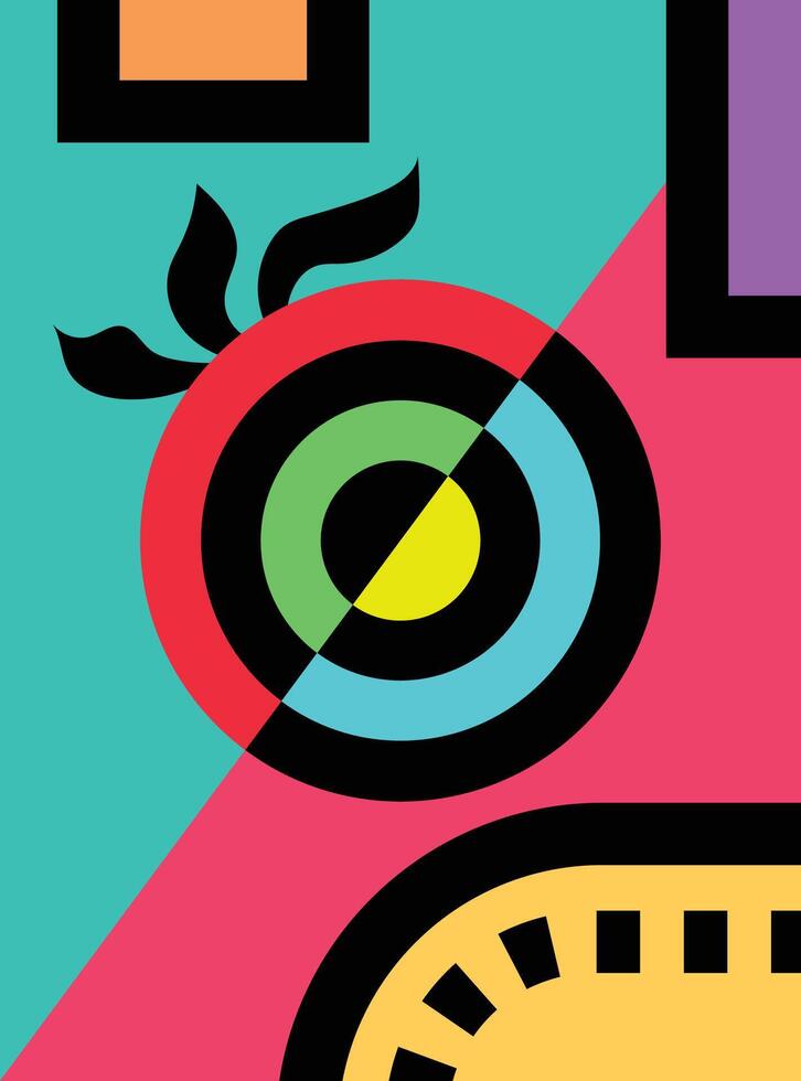 Asymmetrical Balance Art Piece . Abstract memphis geometric shape background vector