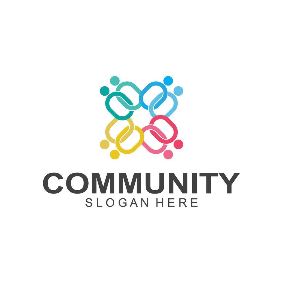 Community logos people check. Logos for teams or groups and companies design vector