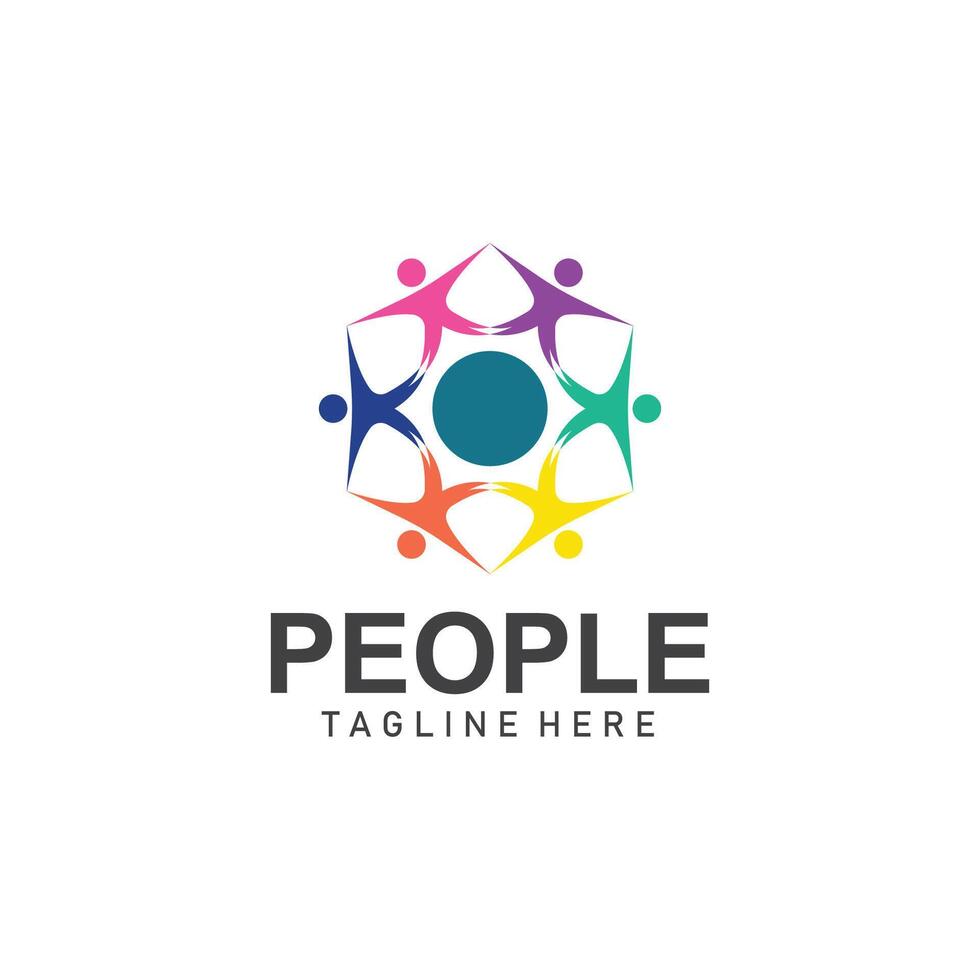 Community logos people check. Logos for teams or groups and companies design vector