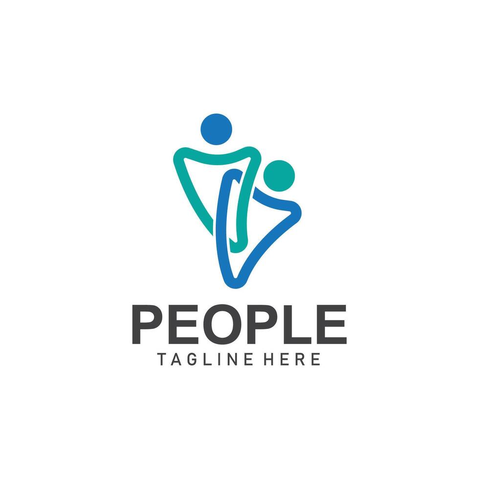 Community logos people check. Logos for teams or groups and companies design vector