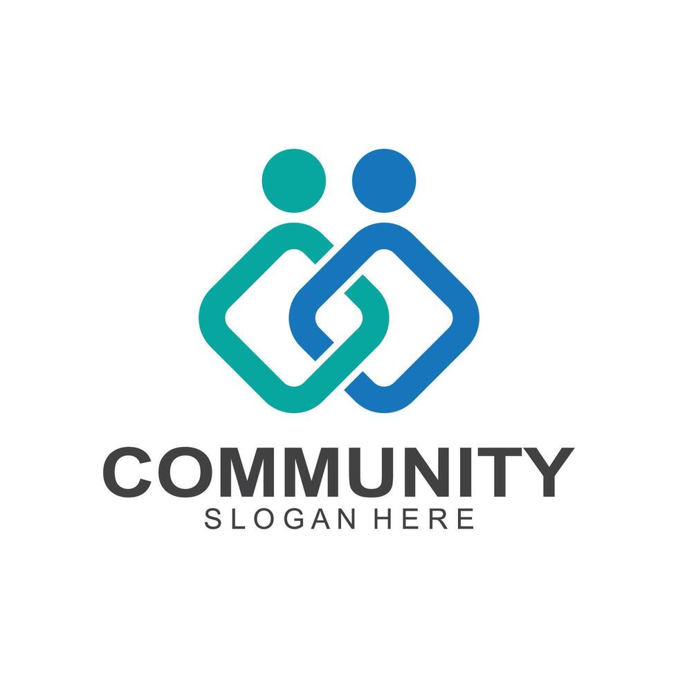Community logos people check. Logos for teams or groups and companies design vector