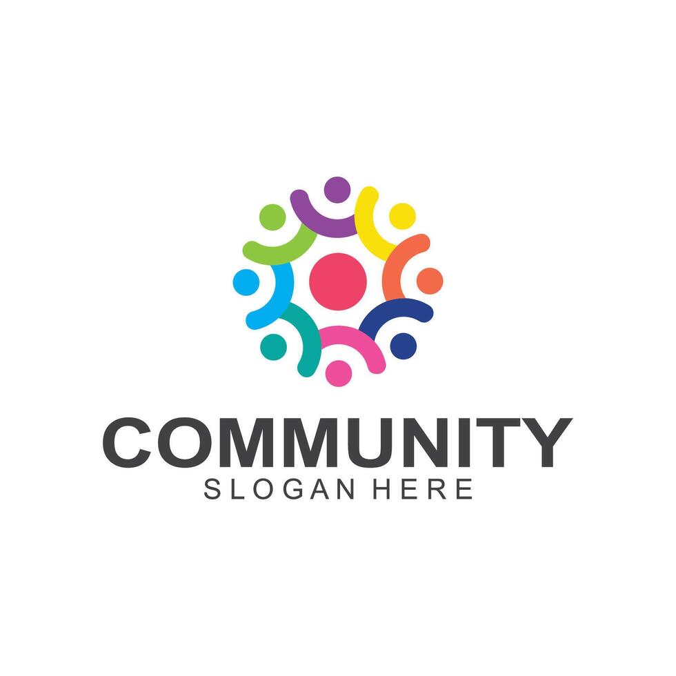 Community logos people check. Logos for teams or groups and companies design vector