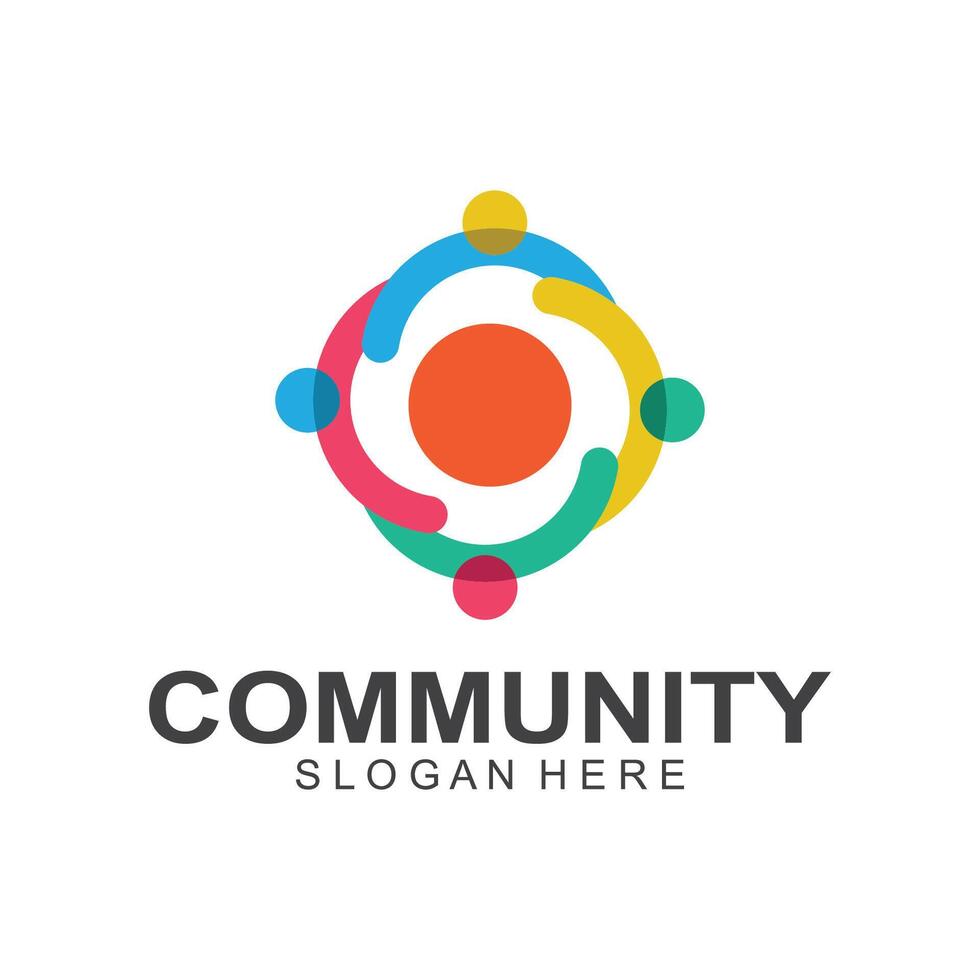 Community logos people check. Logos for teams or groups and companies design vector