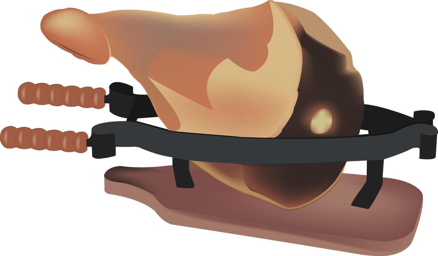 Cartoon roasted chicken on a spit illustration vector