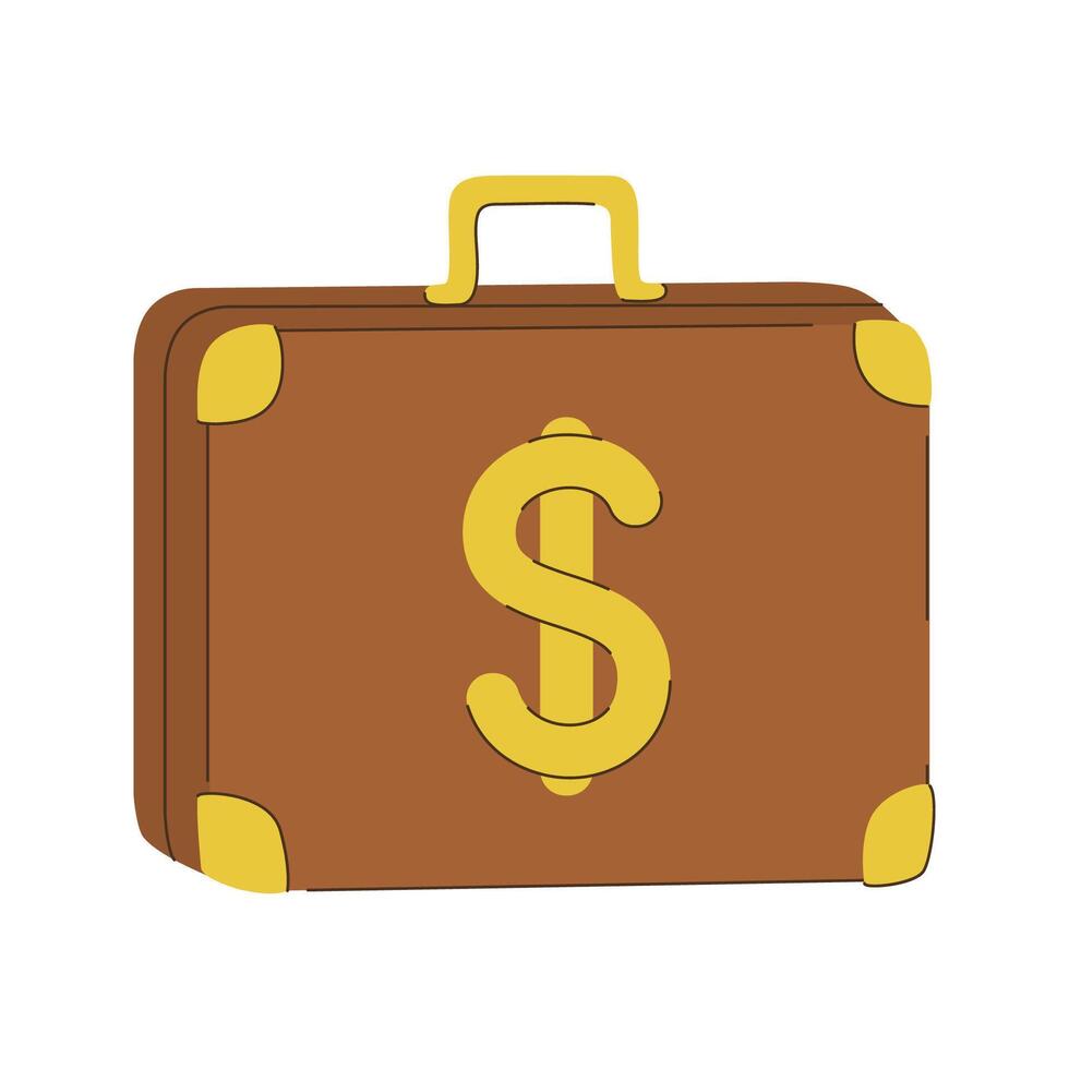 A brown suitcase with a dollar sign on it vector
