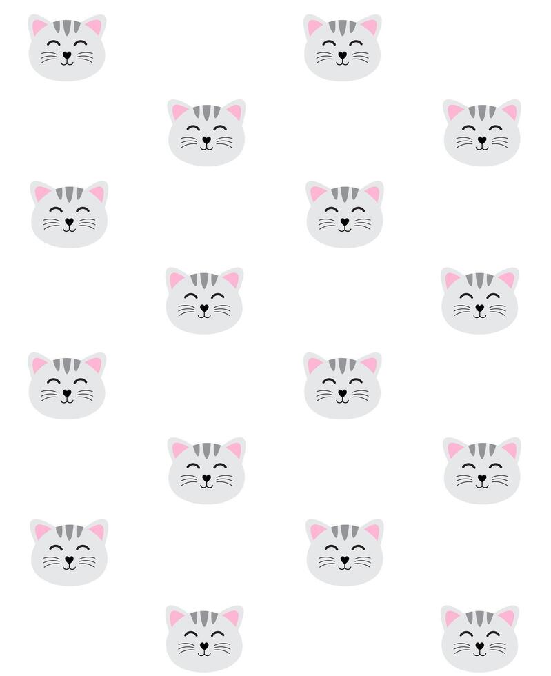 Seamless pattern of cat face head vector