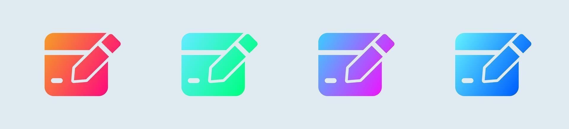 Edit solid icon in gradient colors. Register signs illustration. vector